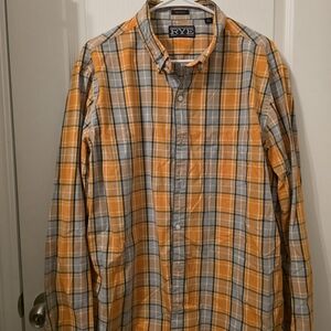 Rye Men's Vibrant Orange and Gray Plaid Shirt